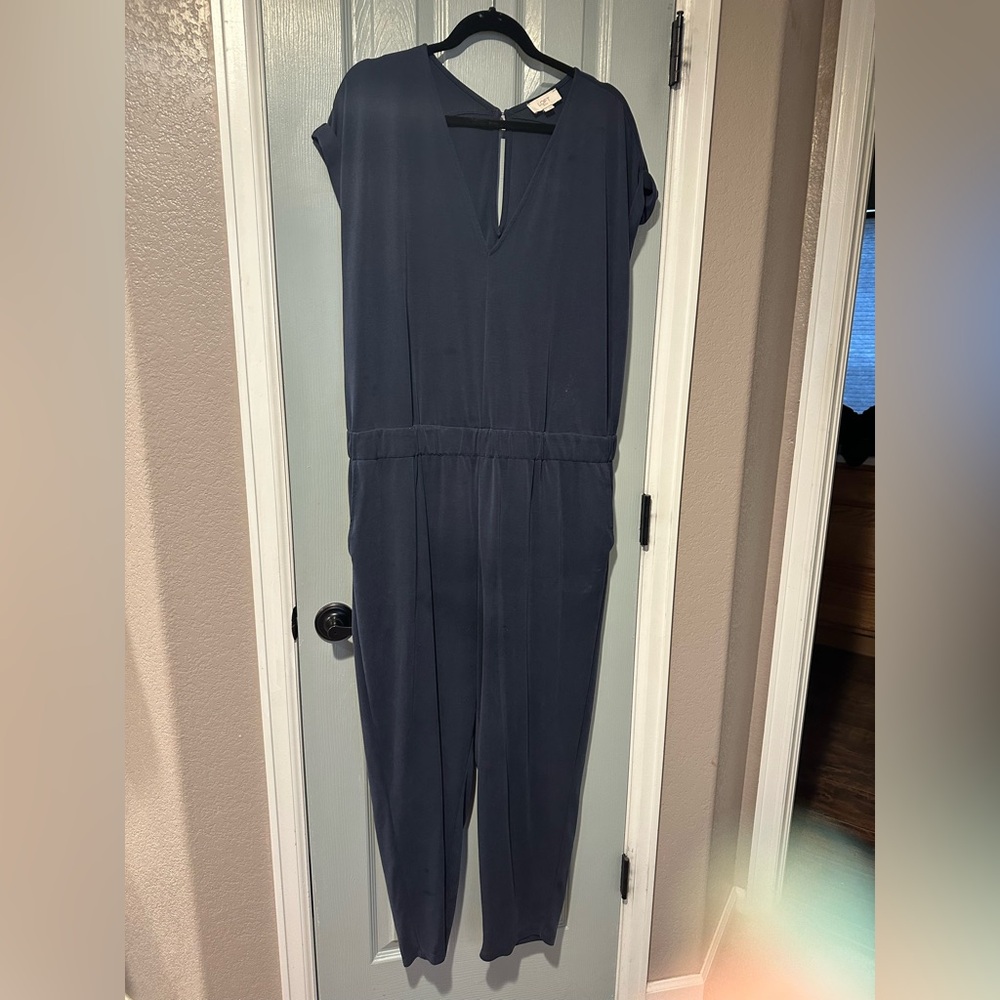 LOFT Blue Jumpsuit with Relaxed Fit and Defined Waistline